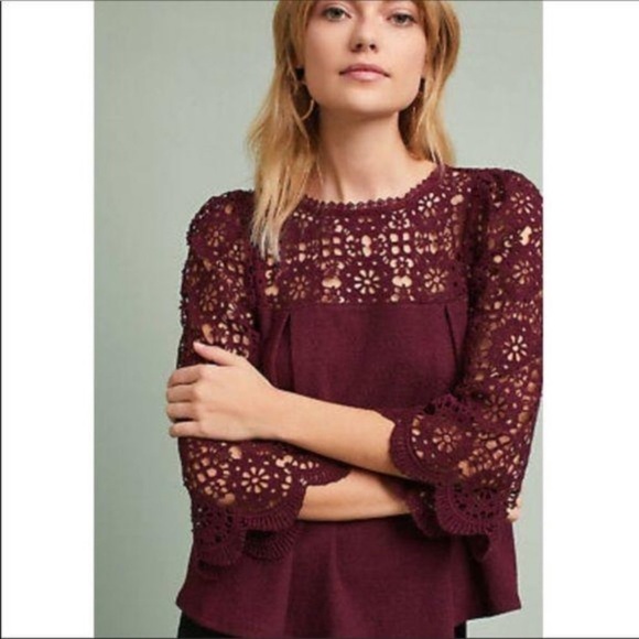 Anthropologie Tops - Anthropologie Eri + Ali Lace Sleeve Blouse